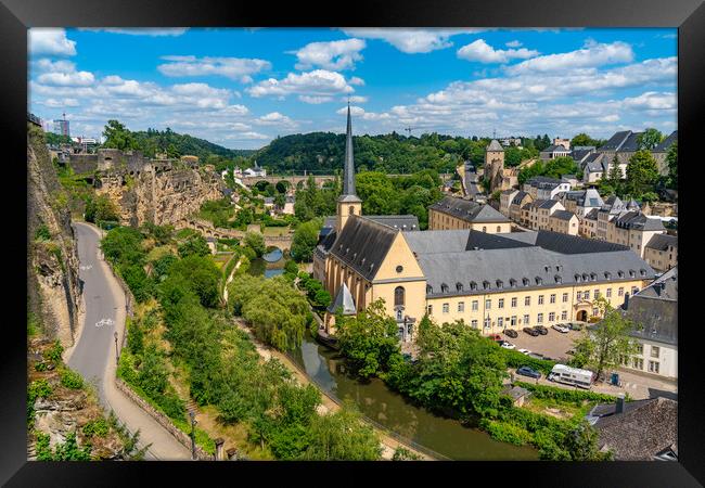 Neumünster Abbey, surrounded by Alzette river, in the Grund district of Luxembourg City Framed Print by Chun Ju Wu