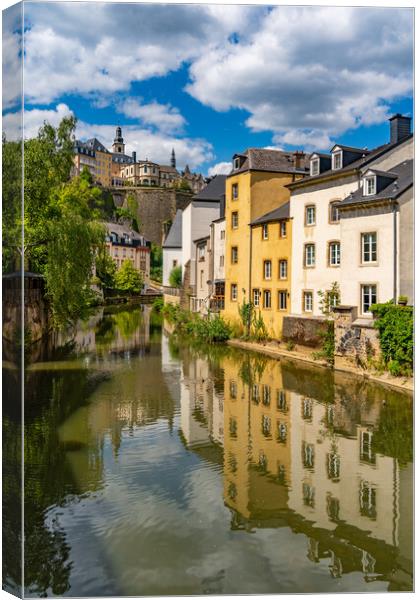 View of Grund district and Alzette river in Luxembourg City Canvas Print by Chun Ju Wu