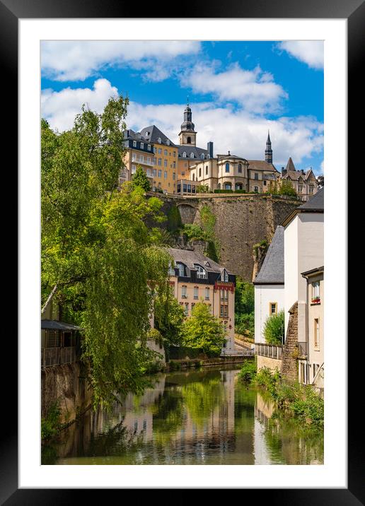 View of Grund district and Alzette river in Luxembourg City Framed Mounted Print by Chun Ju Wu