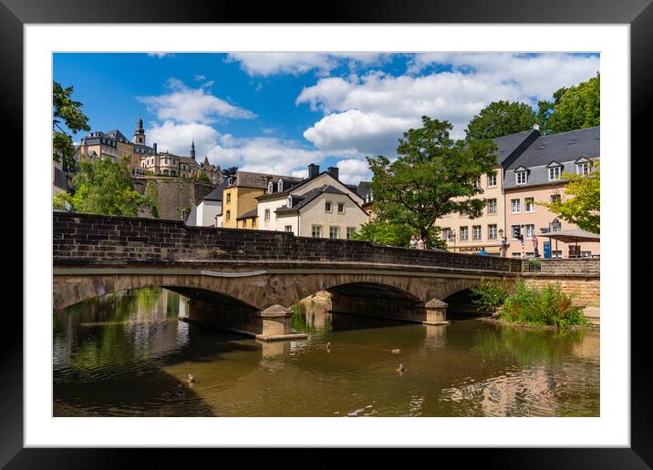 View of Grund district and Alzette river in Luxembourg City Framed Mounted Print by Chun Ju Wu