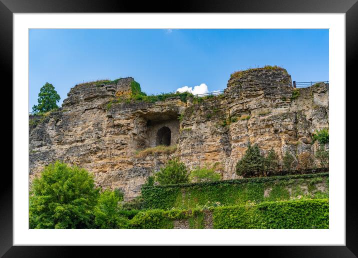 Bock Casemates, a rocky fortification in Luxembourg City Framed Mounted Print by Chun Ju Wu