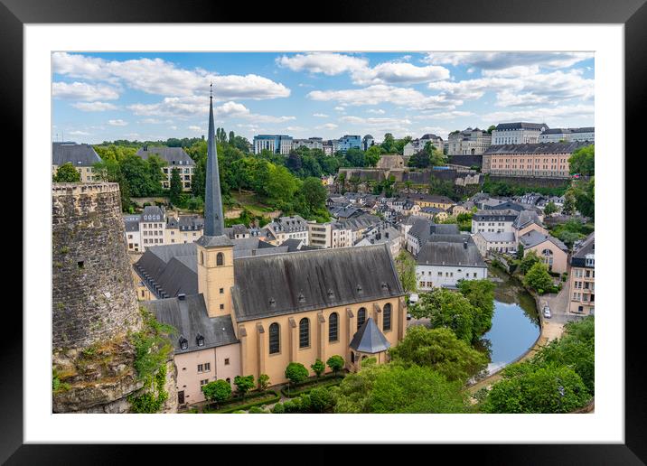 Neumünster Abbey, surrounded by Alzette river, in the Grund district of Luxembourg City Framed Mounted Print by Chun Ju Wu