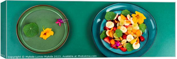 Fruit salad with nasturtium, flat lay. Canvas Print by Mykola Lunov Mykola