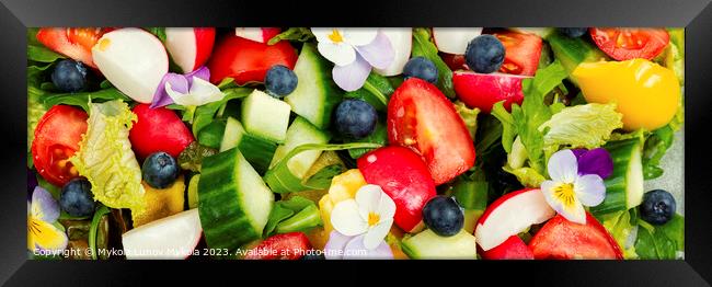 Green salad with flowers Framed Print by Mykola Lunov Mykola