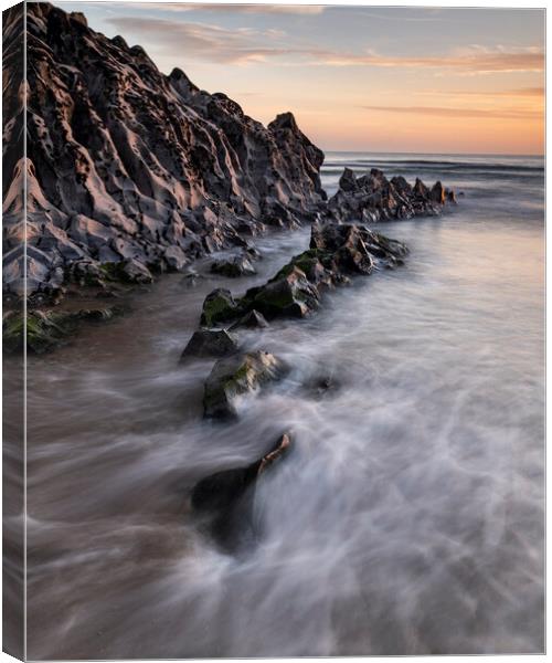 Mewslade Bay sunset Canvas Print by Robert Canis