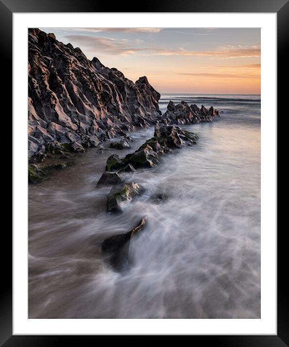 Mewslade Bay sunset Framed Mounted Print by Robert Canis