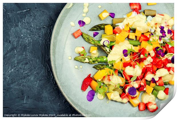 Asparagus salad with fruit, space for text Print by Mykola Lunov Mykola