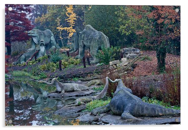 The Crystal Palace Dinosaurs Acrylic by Dawn O'Connor