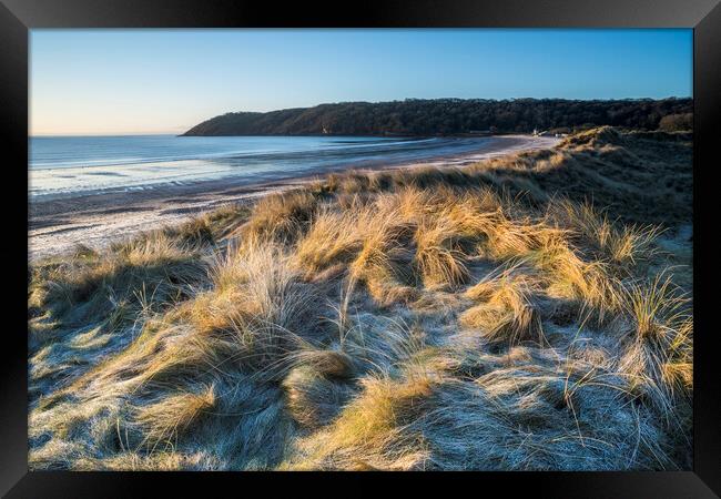 Oxwich Bay winter Framed Print by Robert Canis