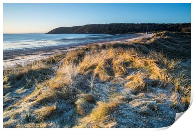 Oxwich Bay winter Print by Robert Canis