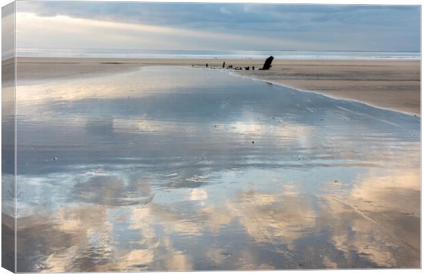 Rhossili Bay reflections Canvas Print by Robert Canis