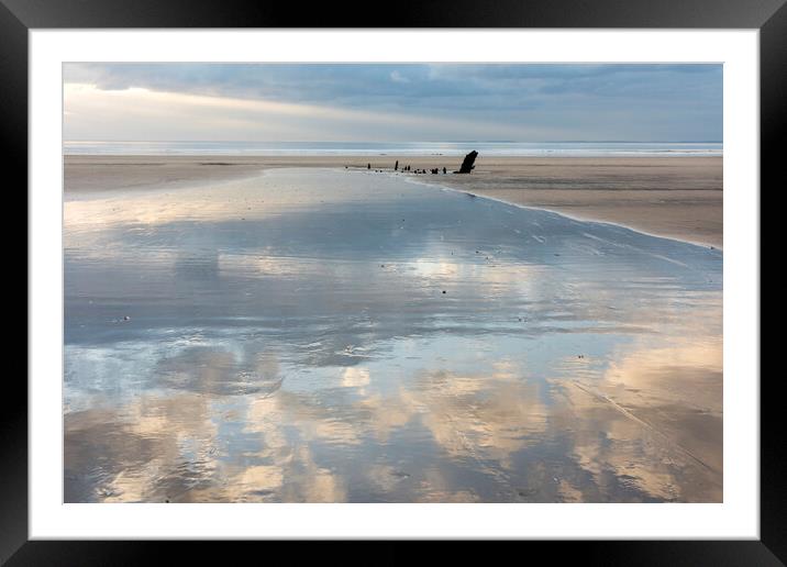Rhossili Bay reflections Framed Mounted Print by Robert Canis