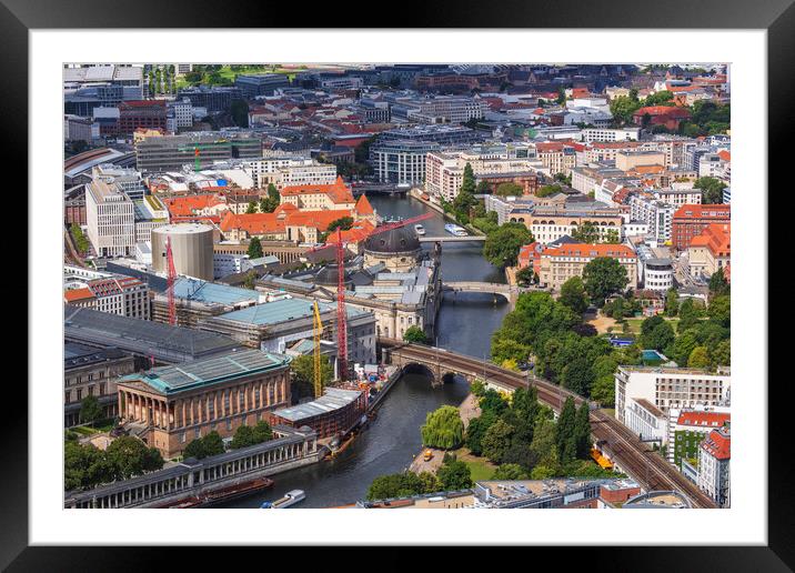Berlin Aerial View With Museum Island At River Spree Framed Mounted Print by Artur Bogacki