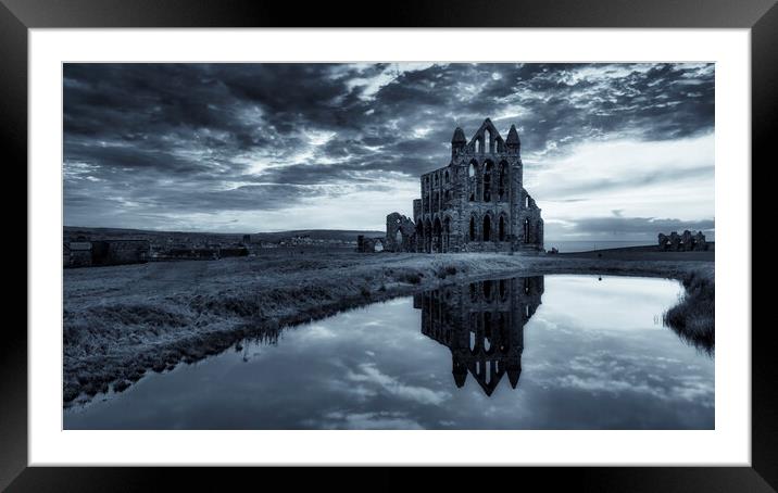 Whitby Abbey Monochrome Framed Mounted Print by Tim Hill