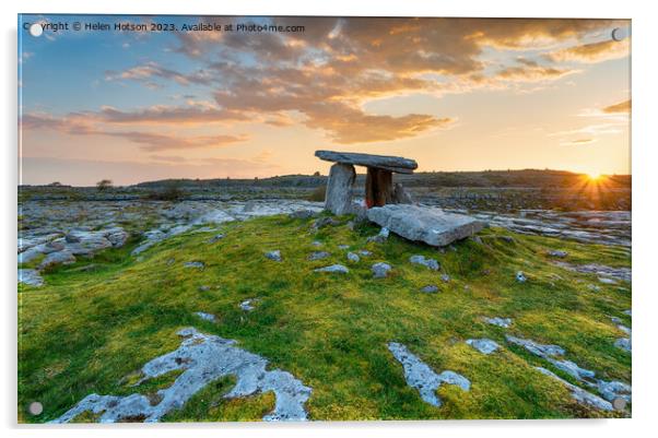 Stunning sunrise over the Poulnabrone dolmen Acrylic by Helen Hotson