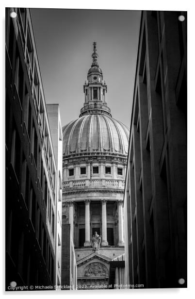 St Paul’s Cathedral, London, UK, Black and White  Acrylic by Michaela Strickland