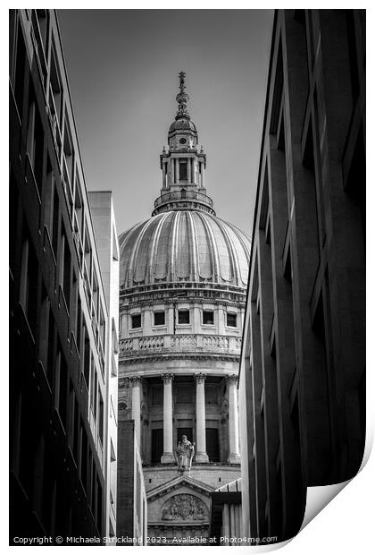 St Paul’s Cathedral, London, UK, Black and White  Print by Michaela Strickland