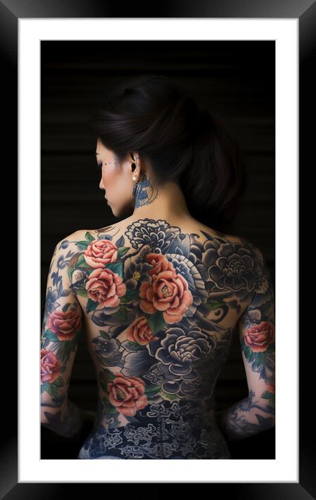 The Girl with the Rose Tattoo  Framed Mounted Print by CC Designs