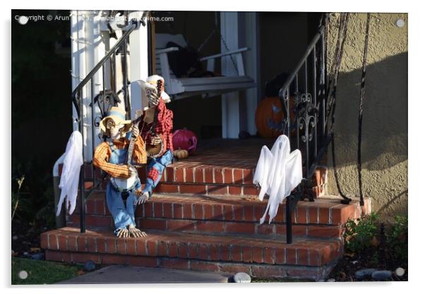 Halloween decorations on streets Acrylic by Arun 