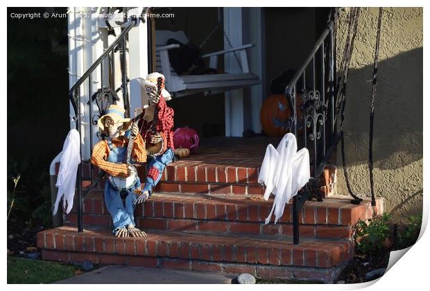 Halloween decorations on streets Print by Arun 
