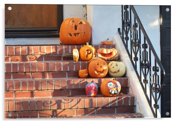 Halloween decorations on streets Acrylic by Arun 