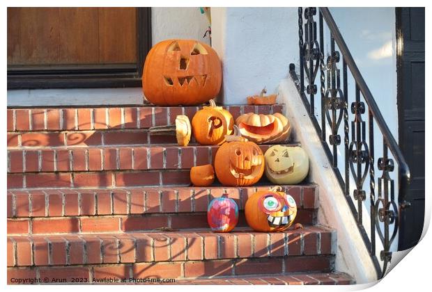 Halloween decorations on streets Print by Arun 