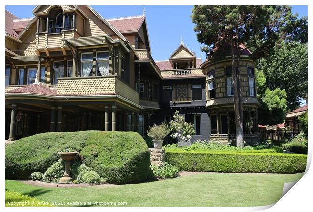 Winchester Mystery House in San Jose California Print by Arun 