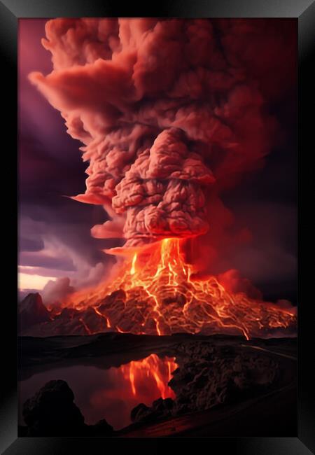 Dangerously Beautiful Volcano  Framed Print by CC Designs
