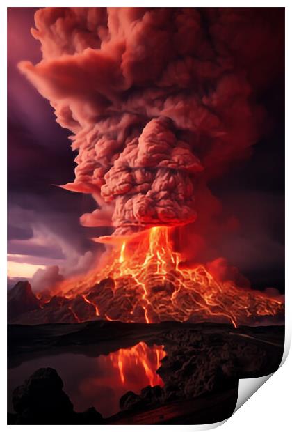 Dangerously Beautiful Volcano  Print by CC Designs