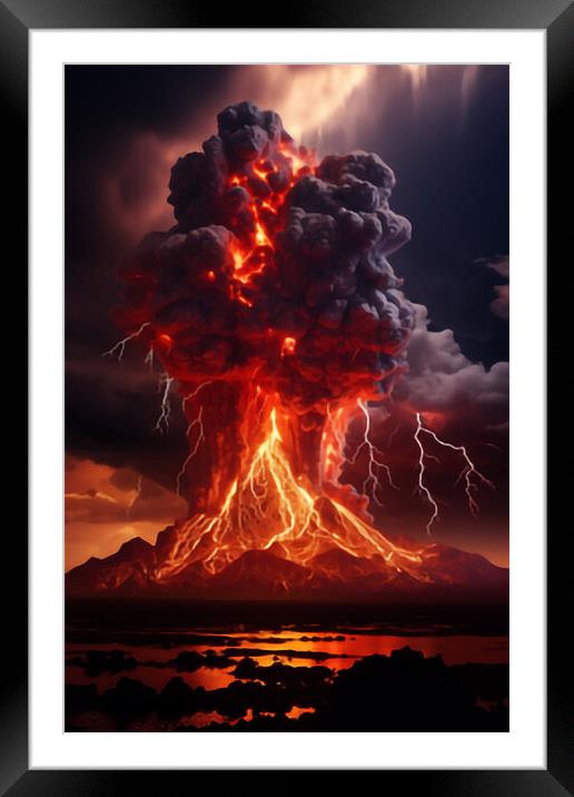 Dark Volcano  Framed Mounted Print by CC Designs