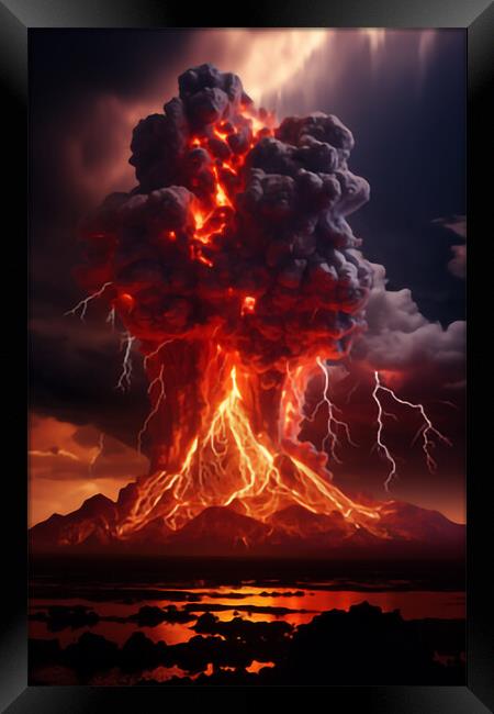 Dark Volcano  Framed Print by CC Designs