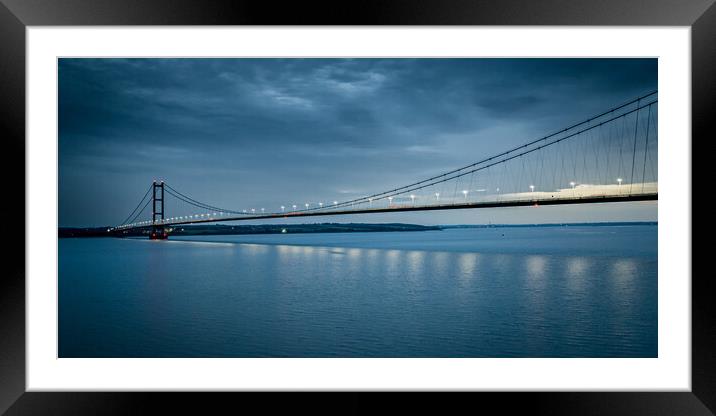 Humber Bridge at Dusk Framed Mounted Print by Apollo Aerial Photography