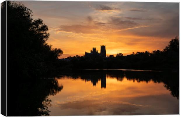 Sunset from Roswell Pits Nature Reserve, looking towards Ely Cat Canvas Print by Andrew Sharpe