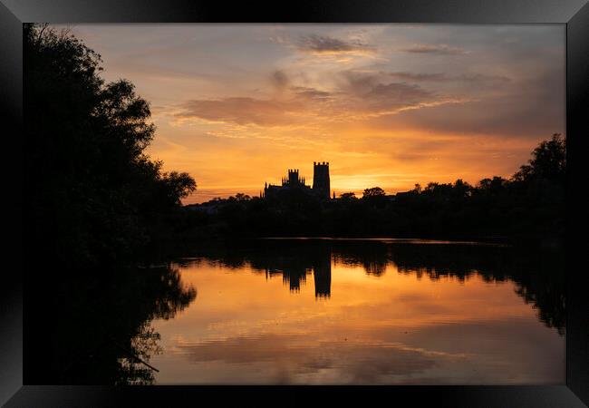 Sunset from Roswell Pits Nature Reserve, looking towards Ely Cat Framed Print by Andrew Sharpe