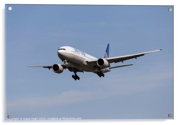 United Airlines Boeing 777 Acrylic by David Pyatt