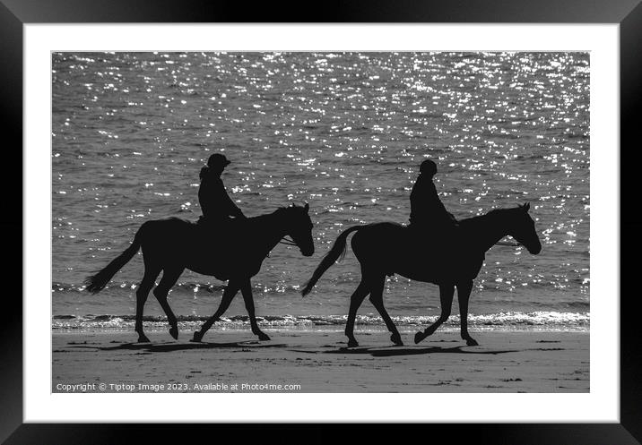 Horses on the beach Framed Mounted Print by Michael bryant Tiptopimage