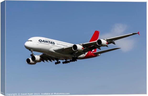 Qantas Airbus A380-842 Canvas Print by David Pyatt