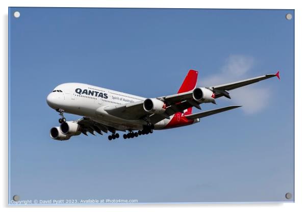 Qantas Airbus A380-842 Acrylic by David Pyatt