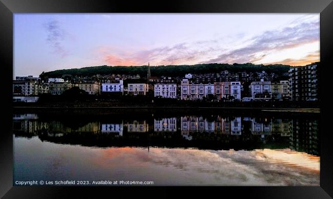Sunrise reflection  Framed Print by Les Schofield
