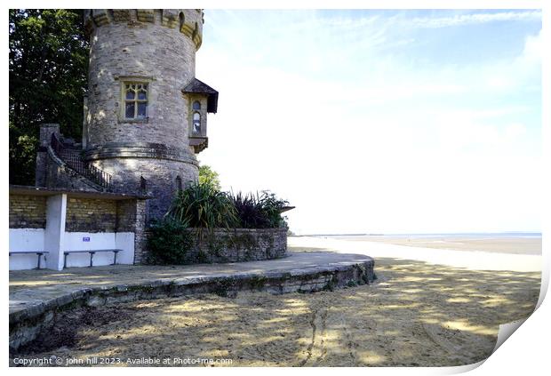 Appley tower and beach, Ryde, Isle of Wight. Print by john hill