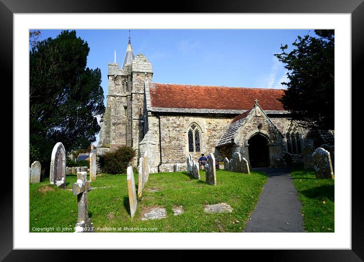 Brighstone Church and graveyard, Isle of Wight. Framed Mounted Print by john hill