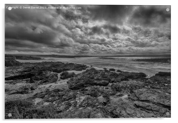 Rocky Beach At Gwithian and Godrevy (mono) Acrylic by Derek Daniel