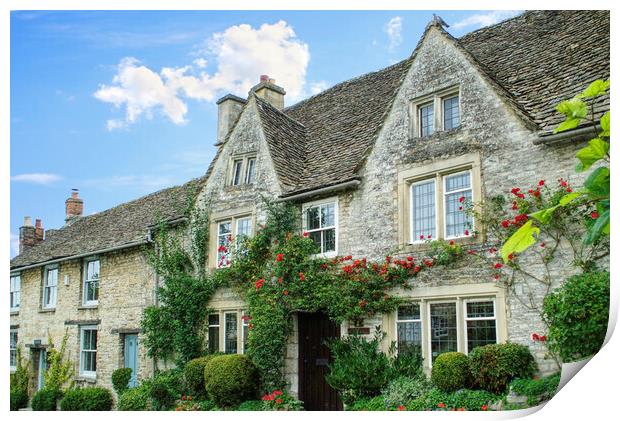Burford Cotswolds Cottages Print by Alison Chambers