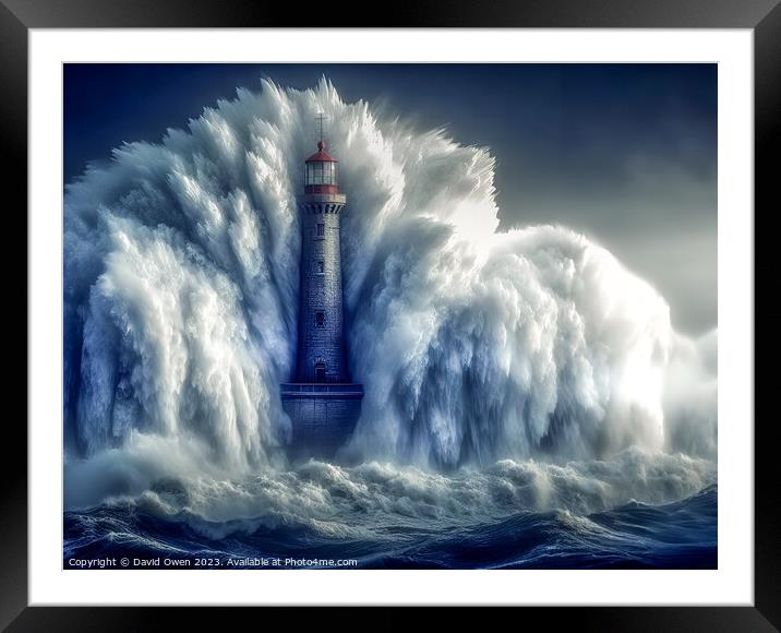 Lighthouse Storm Framed Mounted Print by David Owen