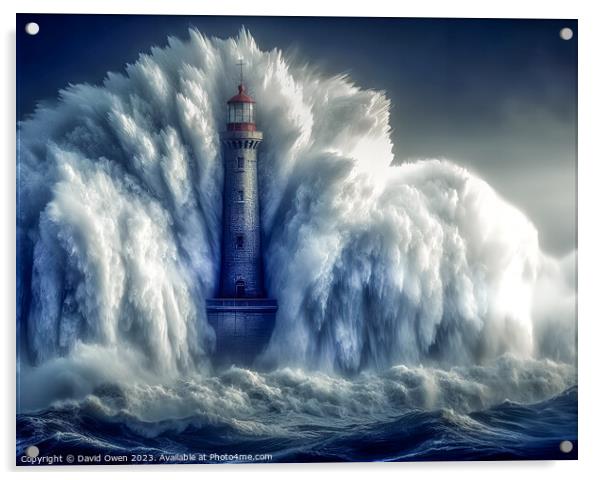 Lighthouse Storm Acrylic by David Owen