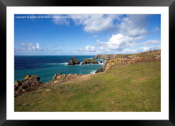 The coastline around Kynance Cove in Cornwall Framed Mounted Print by Derek Daniel