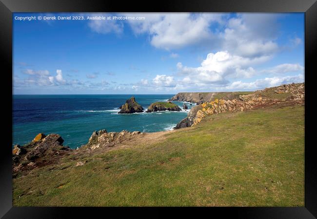 The coastline around Kynance Cove in Cornwall Framed Print by Derek Daniel