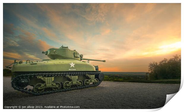 Normandy D day tank. Print by John Allsop