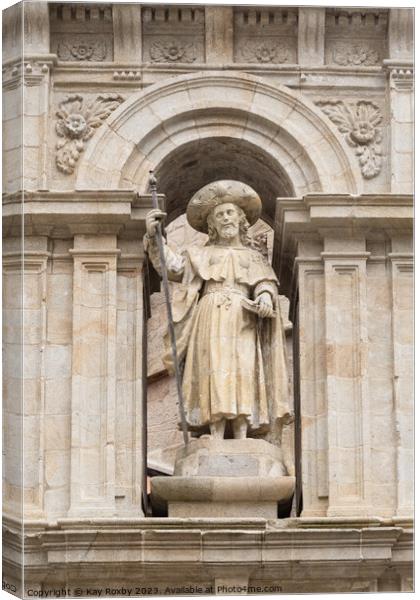 St James the pilgrim - Santiago de Compostela Cathedral Canvas Print by Kay Roxby