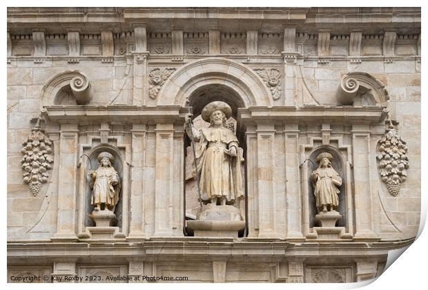 St James the pilgrim - Santiago de Compostela Cathedral Print by Kay Roxby
